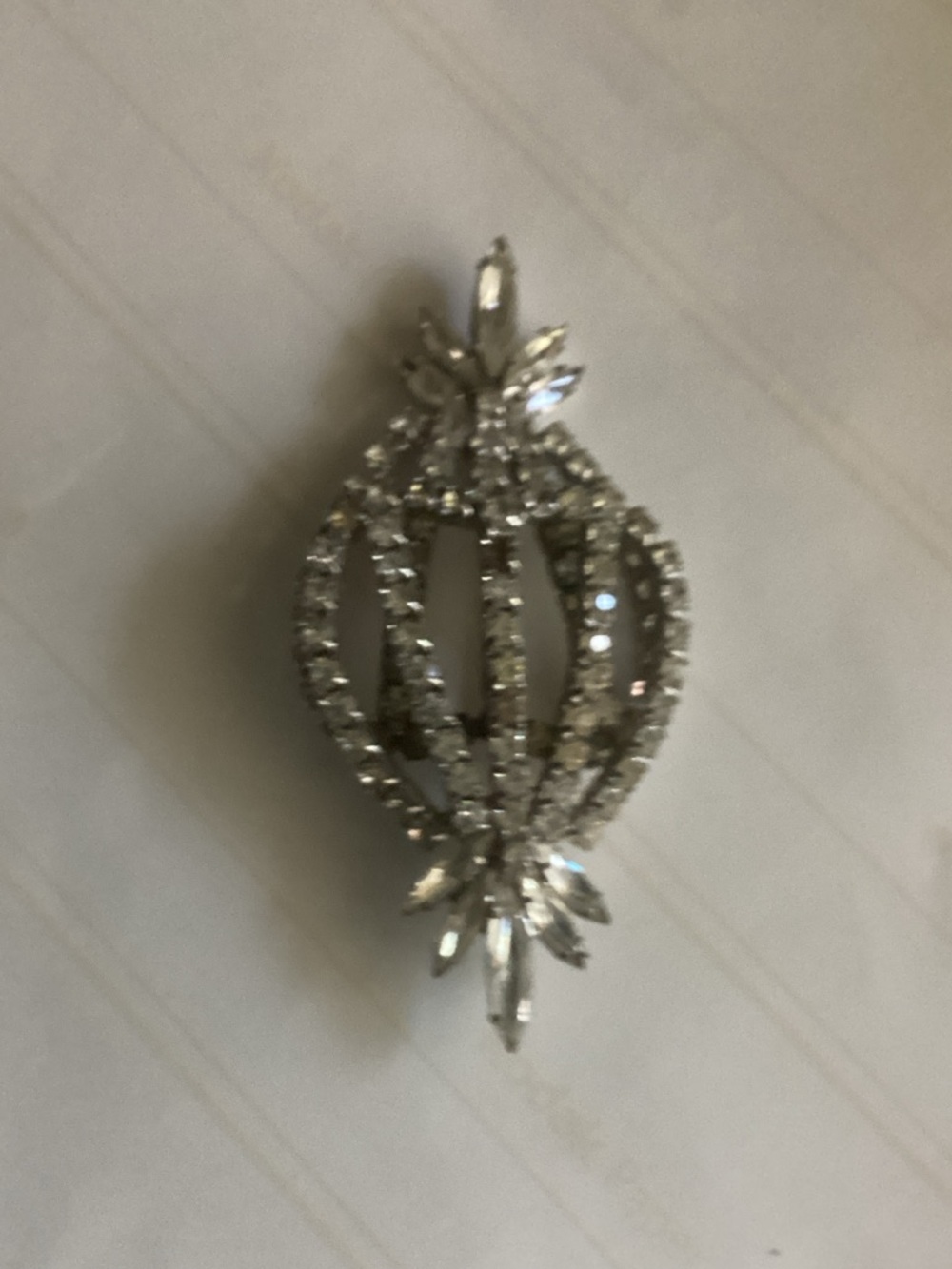 Silver-Tone Crystal Pendant Necklace Charm - Sparkling Clear Accent